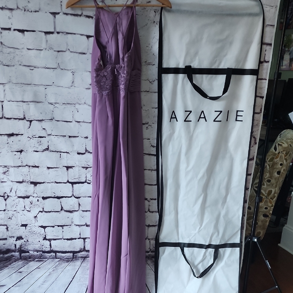 Azazie Bonnie Stretch Wisteria A-Line Pleated Stretch Satin Dress Bridesmaid A6 - Picture 4 of 15